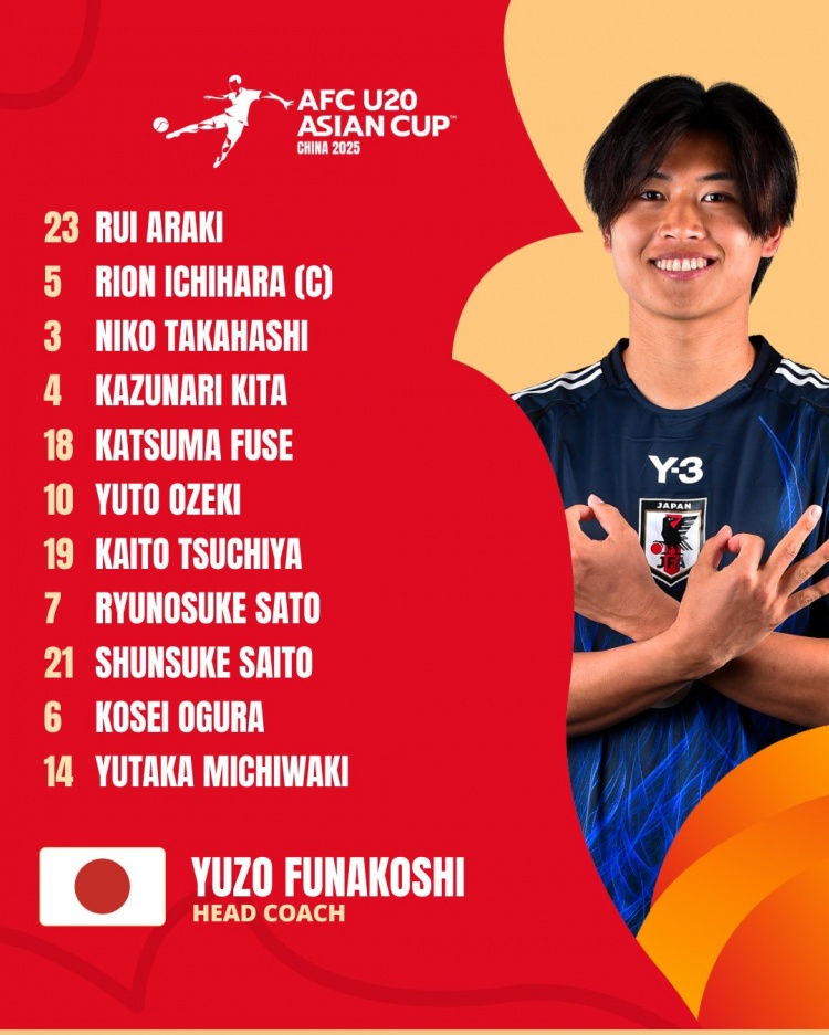  日本U20vs敘利亞U20首發(fā):高橋仁胡、佐藤龍之介出戰(zhàn) 高岡伶颯替補(bǔ)