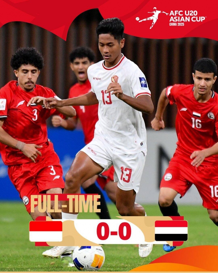  U20亞洲杯：印尼0-0戰(zhàn)平也門，兩隊(duì)分列C組第三、第四