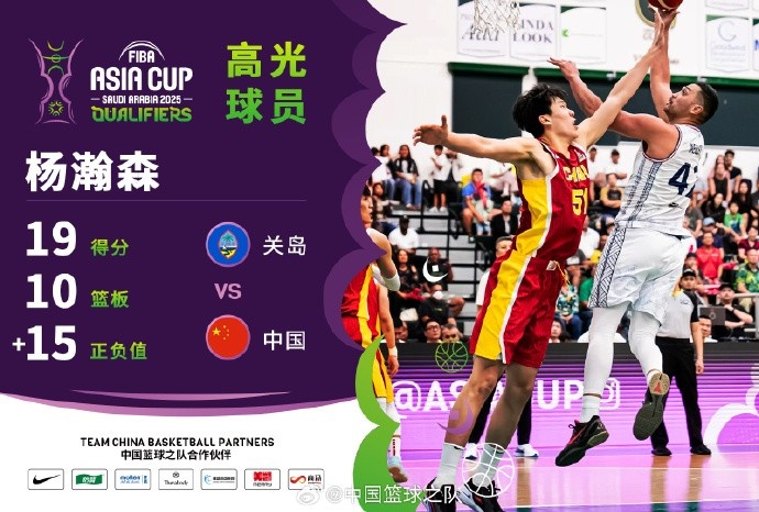  8中7拿到19分9籃板！楊瀚森當選中國男籃VS關島高光球員
