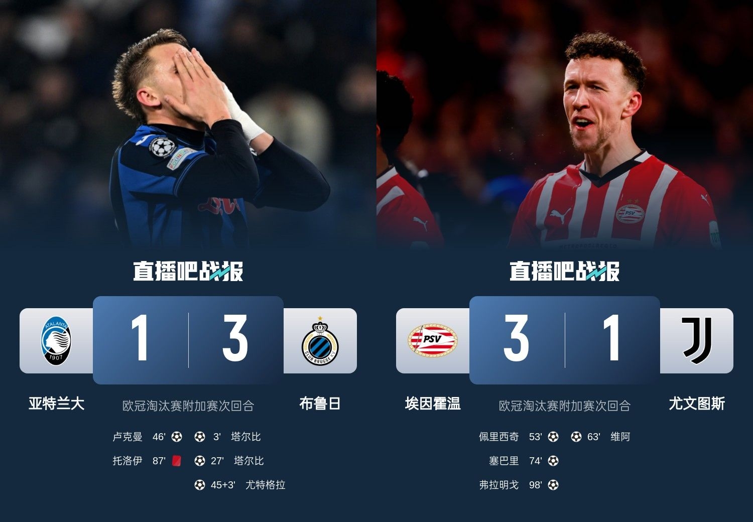  真是意甲拉垮？PSV淘汰尤文后3連敗，布魯日爆冷真藍(lán)黑后1勝難求