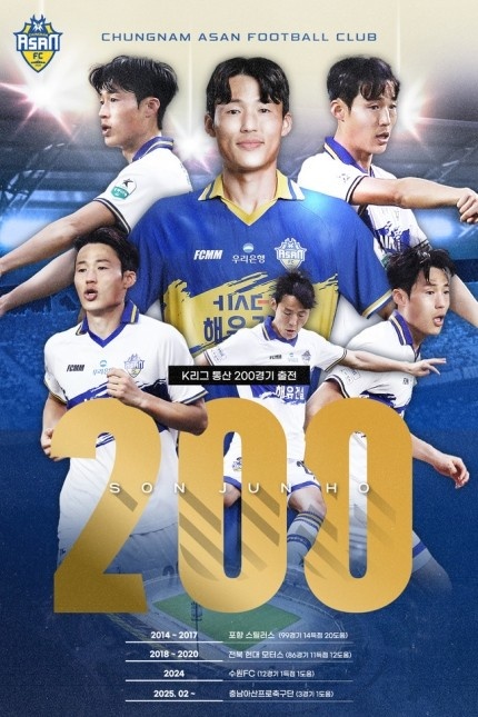  孫準浩完成K聯(lián)賽200場里程碑，貢獻26球34助